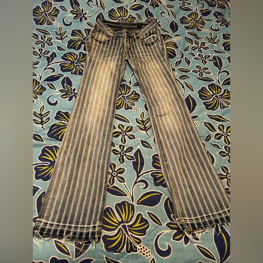 Rock & Roll Cowgirl Striped Blue Jeans